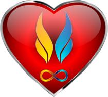 twin flames above infinity symbol in heart shape