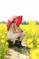 Field girl red umbrella