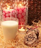 Milk in Glass and Cookies for santa claus, christmas tradition