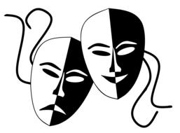 masks theater happy and sad drawing