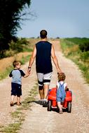 Father and children road