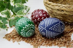 green blue purple Sorbian Easter Eggs