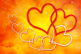 variety of hearts on a bright yellow background