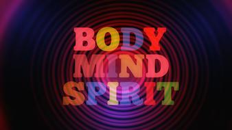 Colorful body mind spirit banner with circles at background