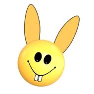 Yellow Easter Bunny smiley at white background