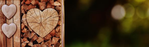 wooden Heart Love Valentines Day Banner