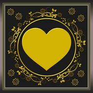 yellow heart on black background