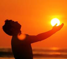 man silhouette at sunset