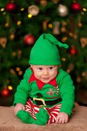 Baby Boy Child in green elf costume