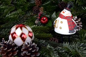 decorative Snowman and Christmas Balls