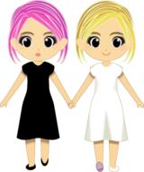twins girls good friends drawing