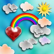 heart, rainbow and clouds as a drawing
