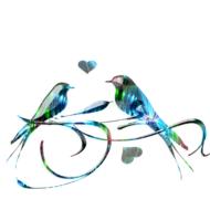 blue birds on a twisted branch