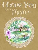 i love you mom card vintage drawing