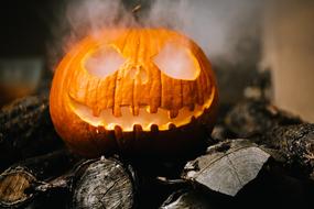 pumpkin with smoke for halloween