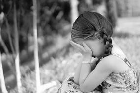 Sadness Cry girl black and white