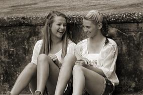 Young Happy Girls on street
