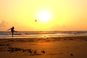 Playful Person Soccer sunset