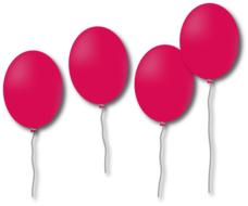 Beautiful, flying, red balloons, at white background, clipart