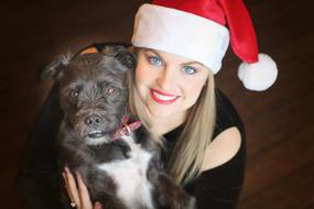 Christmas Pup girl and Dog