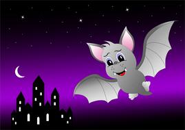 cartoon bat and fairy castle