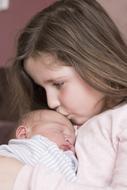 Sisters Baby Love cute kiss