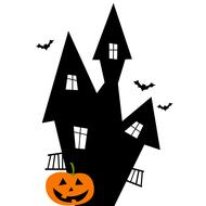 haunted house pumpkin halloween drawing