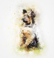 Beautiful and colorful watercolor image of a cute Yorkshire Terrier