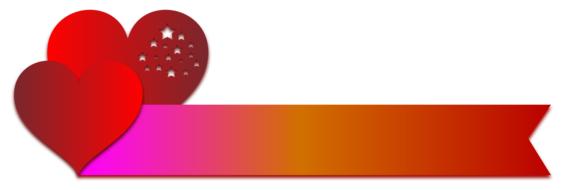 red hearts and gradient colored ribbon, love, drawing