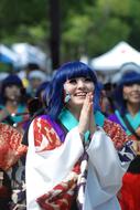 Colorful, smiling people, dancing Yosakoi in Japan