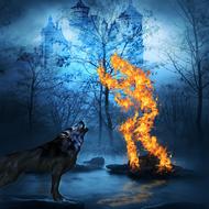 wolf horror fantasy fire