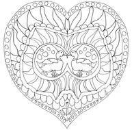 heart shape pattern with two ducks kissing