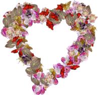 Beautiful heart made of the colorful flowers, at white background, on clipart