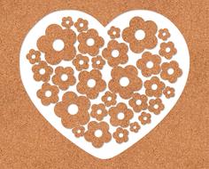 Beautiful, brown and white heart, with the flowers, clipart