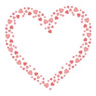 Beautiful heart, made of the pink and red hearts, at white background, clipart