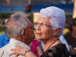 romantic elderly couple dancing