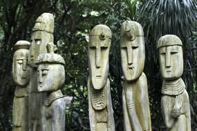 wooden sculptures with masks