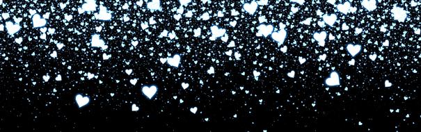Beautiful, black banner with white hearts, clipart