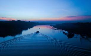 blue water pink sky