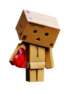 sad figure danbo with red heart