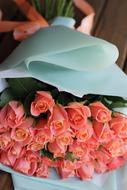 Close-up of the beautiful, orange and red flowers in the bouquet