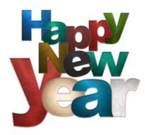 happy new year, colorful lettering