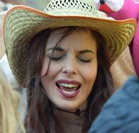 beautiful girl at the carnival in greece close up