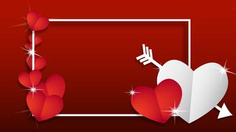 background frame border, hearts red and white