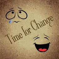 time for change, happy and sad faces drawing