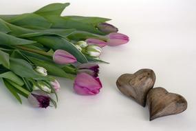 Tulips Flowers Heart wood decoration