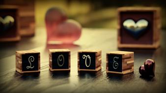 Love, wooden bricks with letters