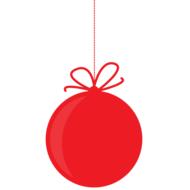 Beautiful, red Christmas ball decorateion, hanging, at white background, on clipart