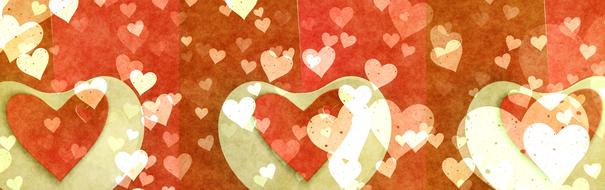 background with hearts of different colors