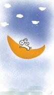 rabbit moon night sky drawing
